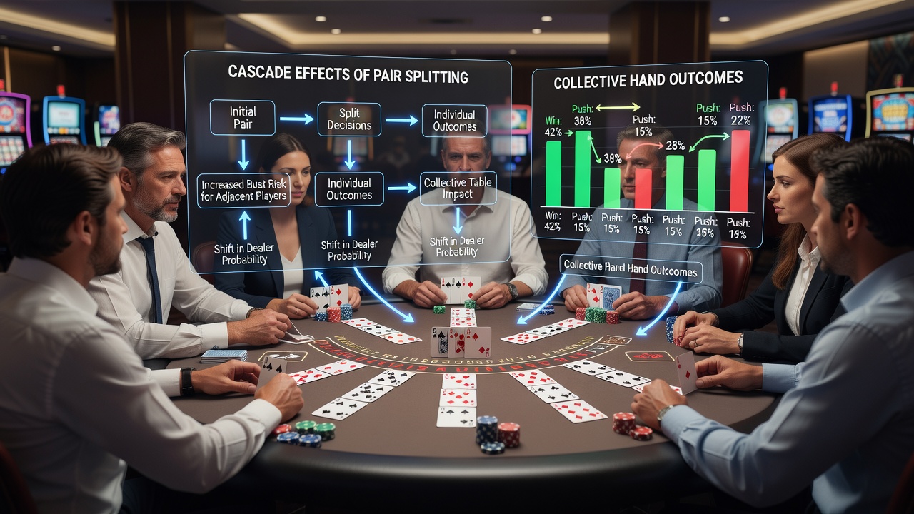 Diagramm der Wahrscheinlichkeitsverschiebungen bei mehreren Splits in einem geteilten Deck