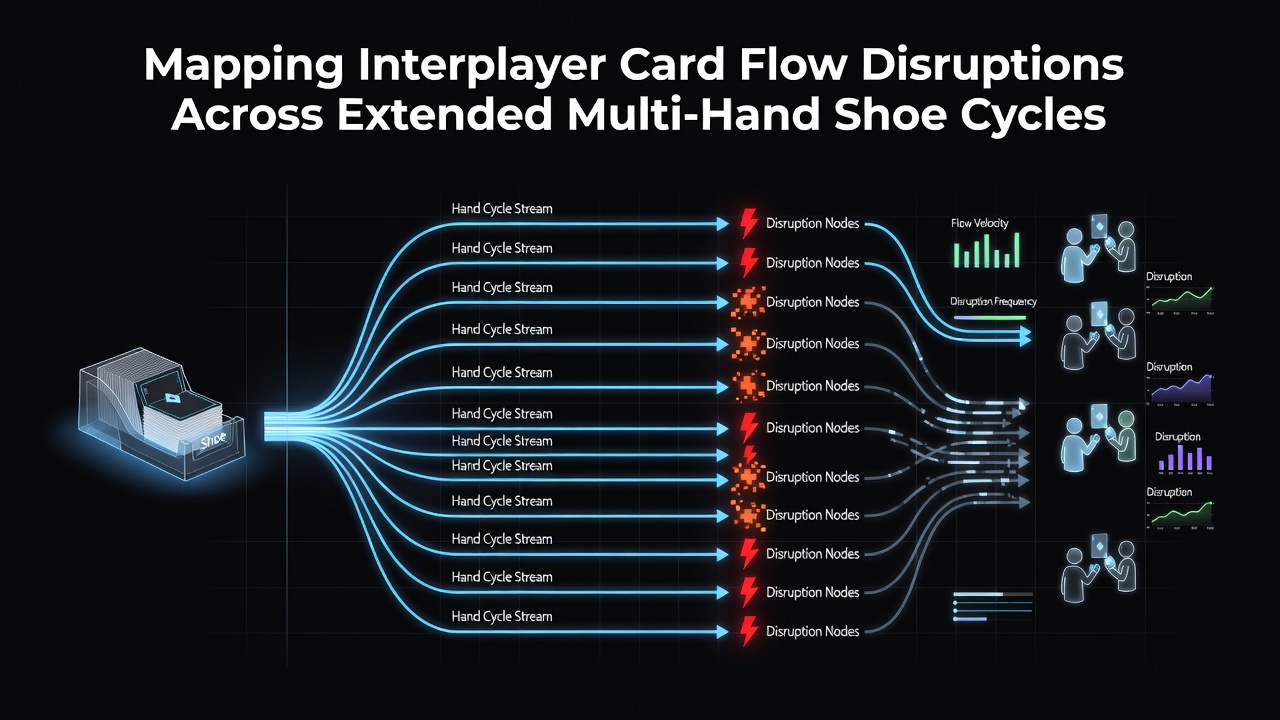 Diagramm zur Verfolgung von Kartenfluss-Störungen in Multi-Hand-Blackjack-Schuhzyklen mit mehreren Spielern